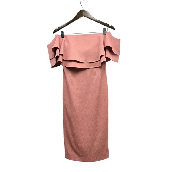 Keepsake 'Spice No Reason' Off the Shoulder Ruffle Sheath Dress Pink size XS NWT - Picture 8 of 9